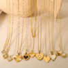 oly-7fc591cc13bebf334c8f30e016e22871 Wholesale Mother-of-pearl heart titanium steel simple clavicle chain jewelry