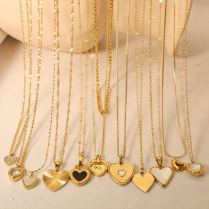oly-7fc591cc13bebf334c8f30e016e22871 Wholesale Mother-of-pearl heart titanium steel simple clavicle chain jewelry
