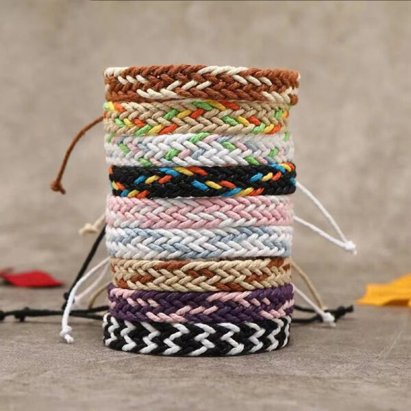 Wholesale Colorful Summer Hand-woven Waxed Cord Bracelet