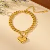 304 Stainless Steel Heart Shape PVD Coated 18K Real Gold Plated Elegant Romantic Waterproof Non Tarnish Plating Gold Bracelets
