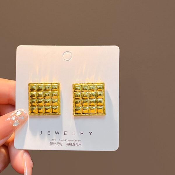 oly-7fd1759acf4a743b1ac6693ac6c09625 Wholesale High-grade cold exaerated metal pleated geometric earrings ins personality retro French flower peach heart stud earrings