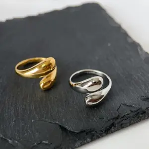 Gold Plated Solid Color 304 Stainless Steel Simple Style Plating Rings