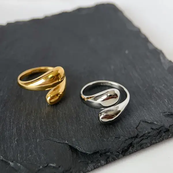 Gold Plated Solid Color 304 Stainless Steel Simple Style Plating Rings