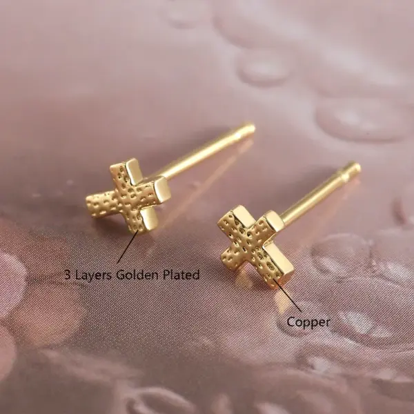 Wholesale 1 Pair Simple Style Classic Style Geometric Cross Plating Inlay Copper Zircon 18K Gold Plated Ear Studs
