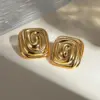 PVD Coated Real Gold Plated 18K Irregular Spiral 304 Stainless Steel IG Style Modern Classic Waterproof Non Tarnish Ear Studs