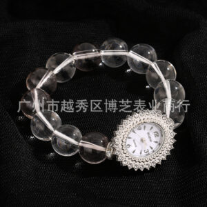 Silver sunflower bracelet watch
