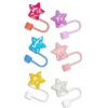 Wholesale Cross-border new resin glitter love straw cap silicone straw dust cap party decoration glass straw universal