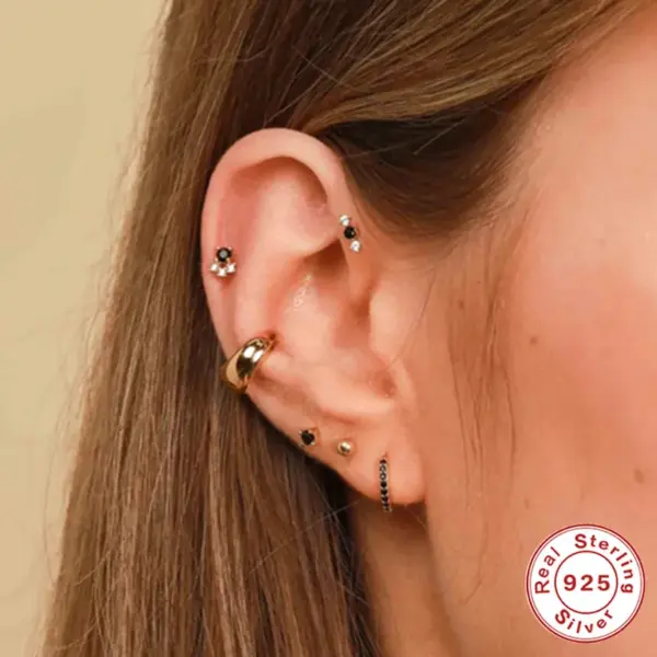 Wholesale 1 Piece Ear Cartilage Rings & Studs Fashion Geometric 925 Sterling Silver Zircon