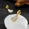 Wholesale Simple Style Heart Shape Titanium Steel Plating Inlay Shell Drop Earrings 1 Pair