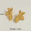 Wholesale PVD Coated Real Gold Plated 16K White Plating Leaves Flower 304 Stainless Steel Casual Modern Style Waterproof Non Tarnish Ear Studs