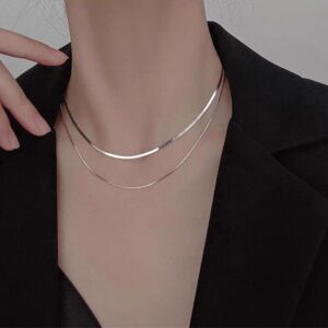 Wholesale Simple Double Layer Stacked Necklace for Women Ins Trendy Personalized Hip-Hop European and American Snake Bone Chain Elegant Internet Celebrity Short Clavicle Chain