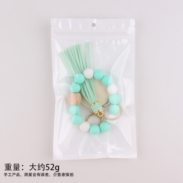 Wholesale Spot Silicone Ball Bead Key Bracelet Teacher's Day Valentine's Day Wrist Keychain Pendant Leather Bracelet