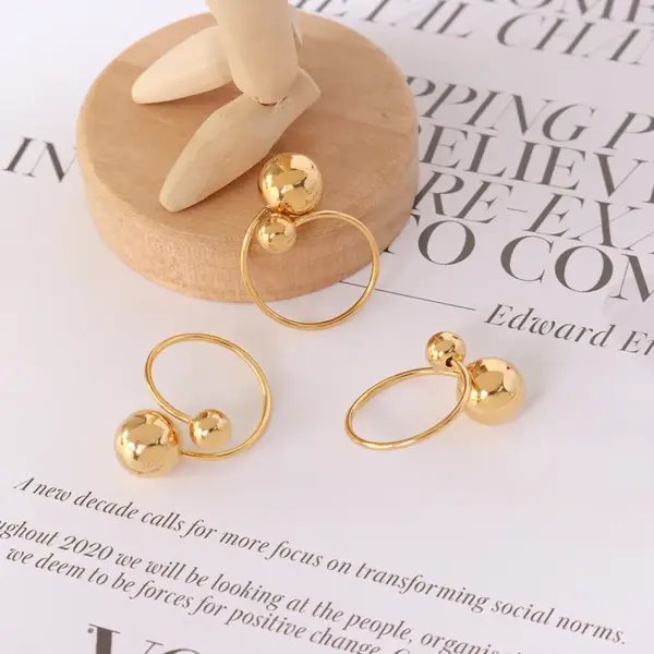 Wholesale Jewelry Simple Style Round Solid Color Titanium Steel 18K Gold Plated Open Rings