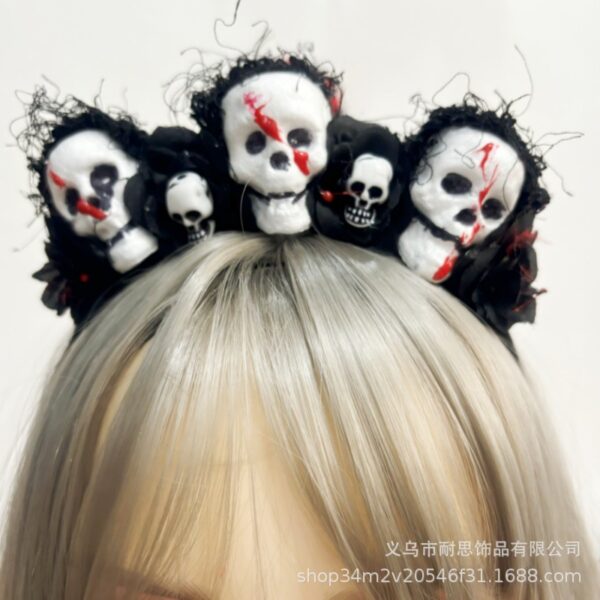 Wholesale Black Rose Skull Hairband