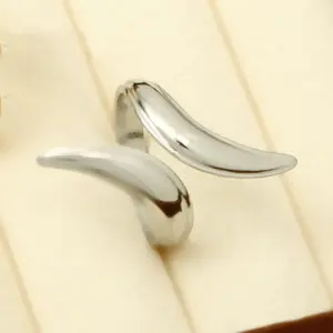 Irregular Line Open Ring-Steel Color