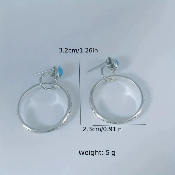 Wholesale European and American cross-border hot-selling fashion bohemian style retro agate and turquoise earrings, niche design earring