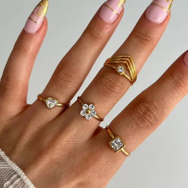 Wholesale Jewelry Retro French Style Simple Style Geometric 304 Stainless Steel Open Rings