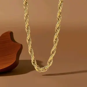 X01217-Water Wave Thick Chain-Necklace- Gold