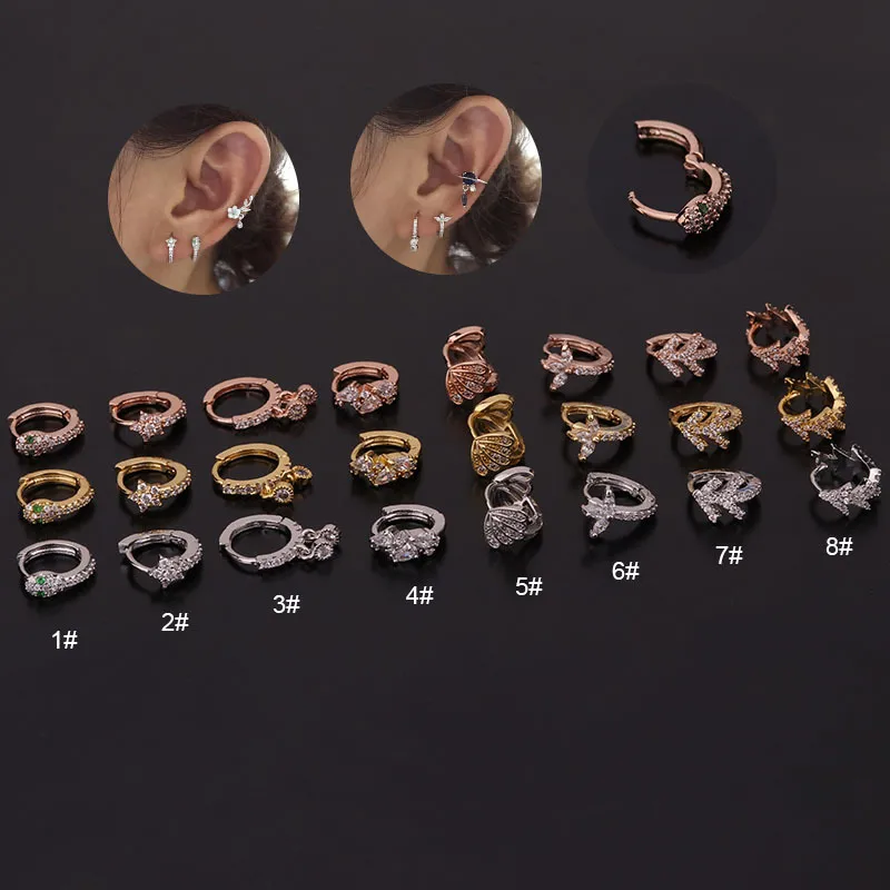 Wholesale Ear Cartilage Rings & Studs Animal Copper Inlaid Zircon