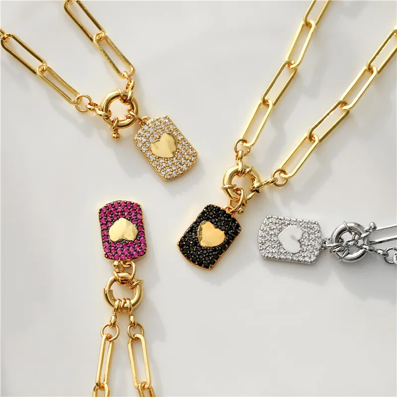 Wholesale Fashion Inlaid Zircon Five-inted Star Embossed Pendant Copper Necklace Wholesale Nihaojewelry