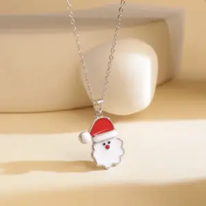 Xl2658 White Beard Santa Claus Necklace / Silver