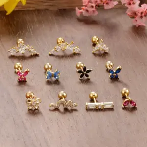 Wholesale 1 Piece Elegant Modern Style Flower Snake Butterfly 304 Stainless Steel Ear Studs