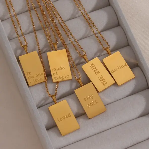 Wholesale Jewelry Retro Letter Square 304 Stainless Steel 18K Gold Plated Plating