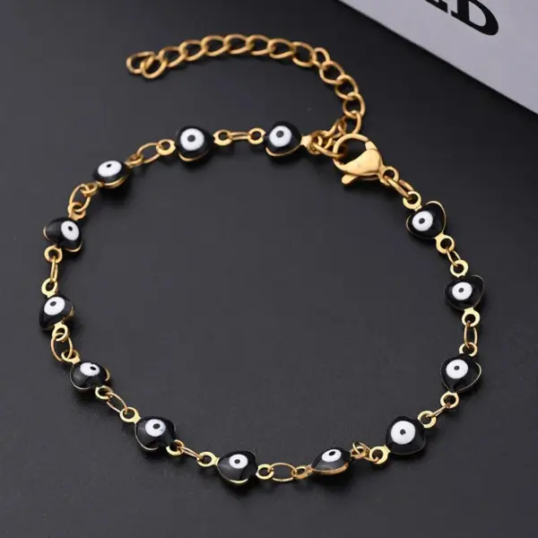 Wholesale Ethnic Style Classic Style Artistic Devil's Eye Heart Shape Simple 304 Stainless Steel 18K Gold Plated Bracelets In Bulk