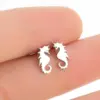 Wholesale PVD Coated 18K Gold Real Gold Plated Hippocampus 304 Stainless Steel Fashion Waterproof Non Tarnish Ear Studs