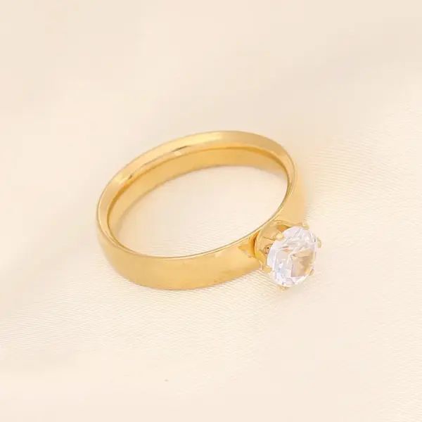 Wholesale Fashion Geometric Stainless Steel Imitation Diamond Plating Rings 1 Piece