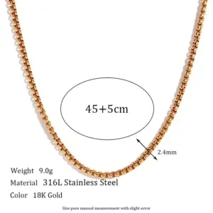 2mm Square Pearl Chain-Gold Necklace