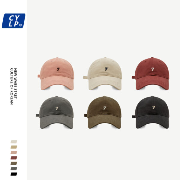 Wholesale High Quality Korean Street Trendy Brand 7 Embroidered Baseball Cap for Men and Women Couple All-match ins Soft Top Cap for Small Face