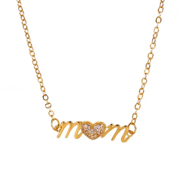 Wholesale 1 Piece Mama Simple Style Letter Moon Heart Shape Alloy Copper Plating Inlay Artificial Rhinestones Artificial Diamond Rose Gold Plated Gold Plated Silver Plated Pendant Necklace