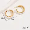 Wholesale 1 Pair Elegant Cute Sweet Flower Beaded Pearl 201 Stainless Steel 18K Gold Plated Earrings