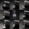 Wholesale Factory direct European and American fashion lotus necklace hollow lotus moon pendant ladies jewelry stainless steel necklace