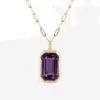 Wholesale Jewelry Vintage Style Square 304 Stainless Steel Zircon 18K Gold Plated Plating Inlay Stainless Steel Necklaces