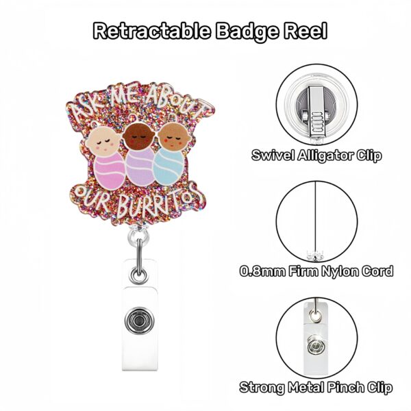 Wholesale Acrylic Glitter Funny Hospital Staff Retractable Rotating Badge Reel Doctor Nurse ID Buckle Easy Pull Buckle