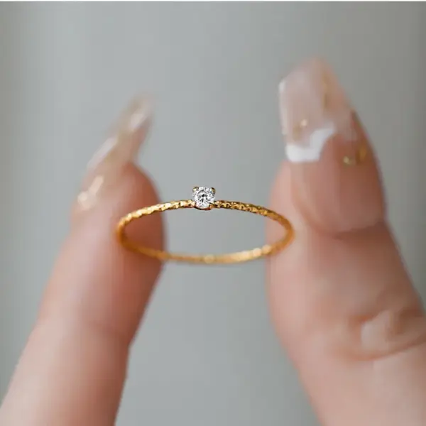 Wholesale Simple Style Solid Color Titanium Steel Plating Pleated Inlay Zircon Rings