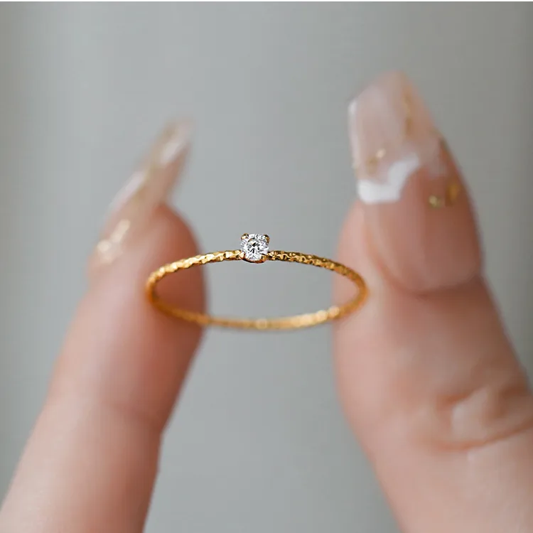 Wholesale Simple Style Solid Color Titanium Steel Plating Pleated Inlay Zircon Rings