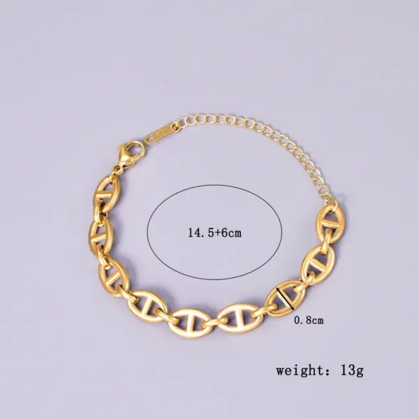 Wholesale 304 Stainless Steel Solid Color Ion Plating (IP) 18K Real Gold Plated Basic Waterproof Non Tarnish Patchwork Plating Gold Silver Bracelets