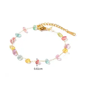 【XKB0208】Irregular Color Stone Bracelet / Gold