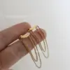 Wholesale European And American Simple Tassel Chain Smile Titanium Steel 18k Gold Plated Earrings