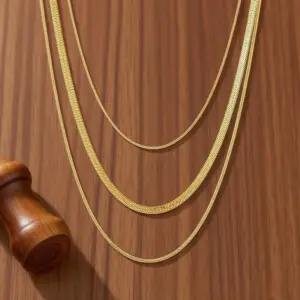 X06115-Three-layer Chain-necklace- Gold