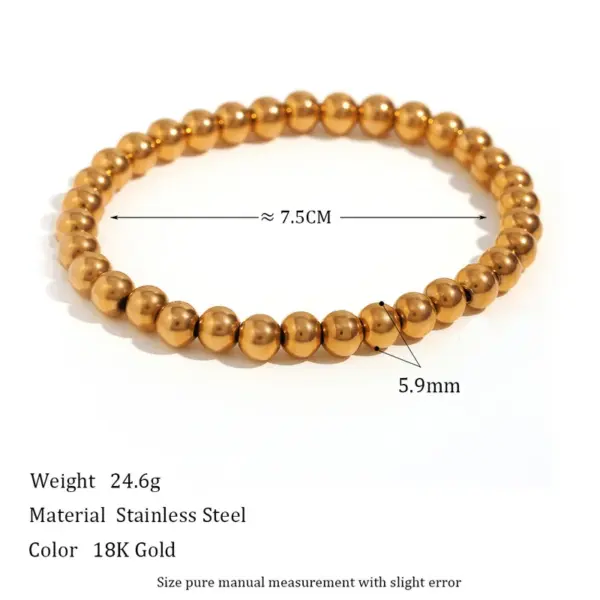 Wholesale PVD Coated Real Gold Plated 18K Gold Round Titanium Steel Casual Simple Style Waterproof Non Tarnish Titanium Steel Bracelets