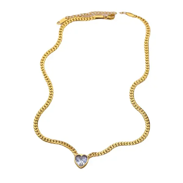 oly-80662e379dafbafdee8da931e2e7c049 Wholesale PVD Coated Real Gold Plated 18K Gold Heart Shape 304 Stainless Steel Simple Style Waterproof Non Tarnish 304 Stainless Steel Necklace