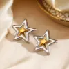 PVD Coated 18K Gold Plated Pentagram Star 304 Stainless Steel Casual Rock Streetwear Waterproof Non Tarnish Ear Studs