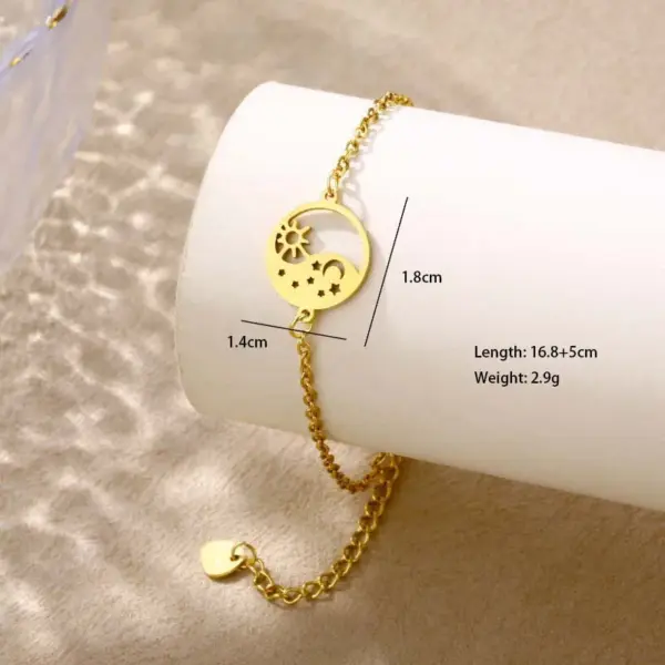 Wholesale Cute Hip-Hop Lady Cactus Star Moon 201 Stainless Steel Cable Chain Bracelets In Bulk