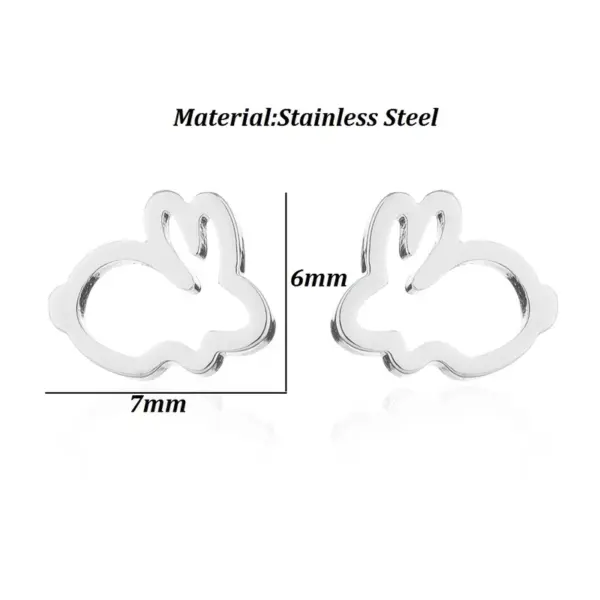 PVD Coated 18K Gold Real Gold Plated Rabbit Animal 304 Stainless Steel Japanese Style Waterproof Non Tarnish Ear Studs