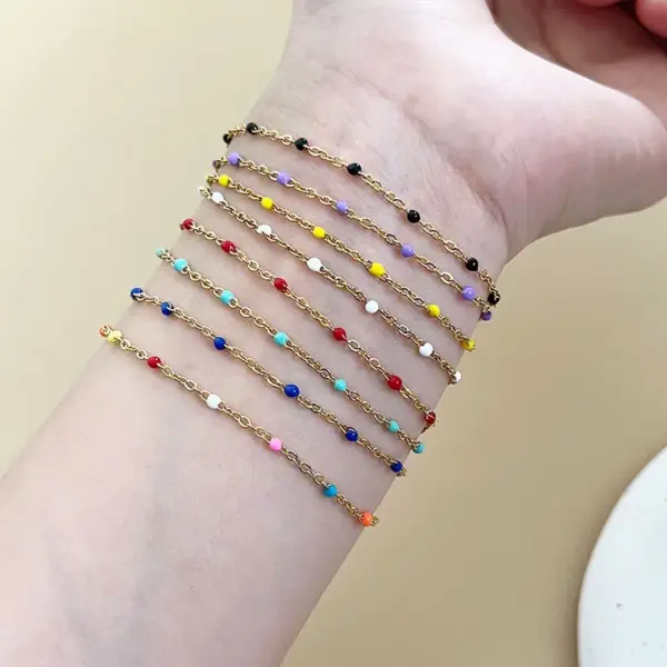 Wholesale Simple Style Solid Color Stainless Steel Chain Bracelets
