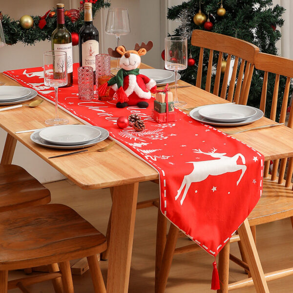 Wholesale Printed tassel table runner, Christmas printed table runner